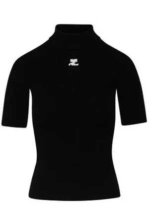 Courrèges Pull rééditioné à manches courtes en maille côtelée