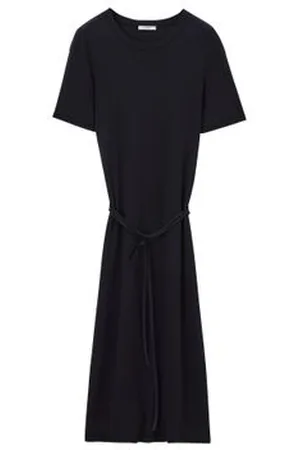 LEMAIRE Robe chemise à bords-côtes ceinturée