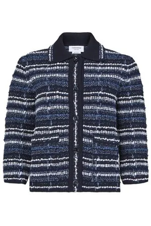 Thom Browne Veste jacquard en tweed avec empiècement