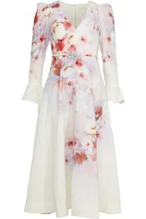ZIMMERMANN Robe midi à manches à volants Crush