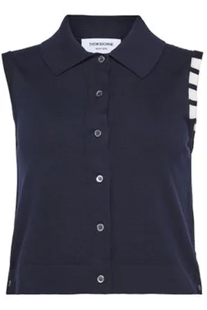 Thom Browne Haut court sans manches boutonné 4Bar