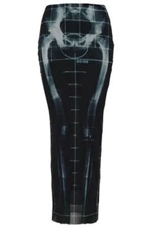 Jean Paul Gaultier Jupe longue en tissu mesh imprimé The Squeletor