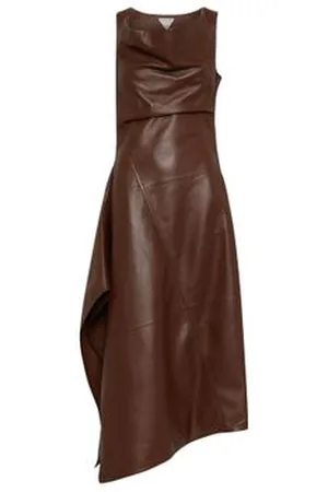Bottega Veneta Robe midi asymétrique en cuir d