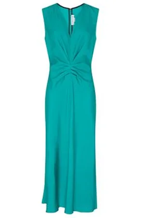 Victoria Beckham Robe midi sans manches froncée à la taille