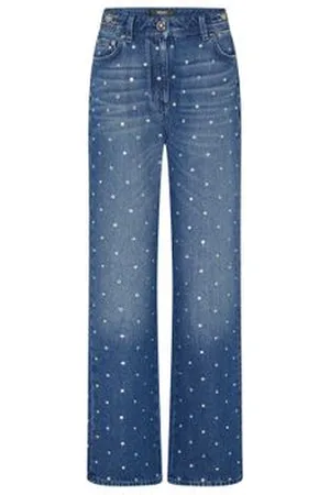 VERSACE Jeans à broderies en cristaux strass