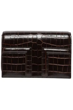 Totême Mini sac en cuir T-Flap embossé croco