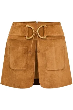 Tom Ford Mini jupe en cuir velours avec détail de boucles en D