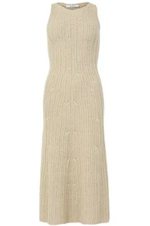 Max Mara Robe longue en maille de coton et en lin Uccio