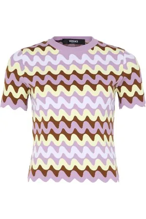 VERSACE Pull en maille de viscose stretch compacte avec motif vagues
