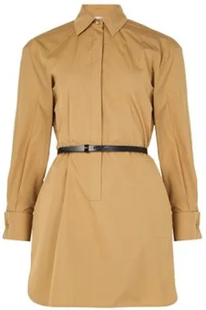 Max Mara Robe chemise en popeline de coton avec ceinture en cuir Alcade