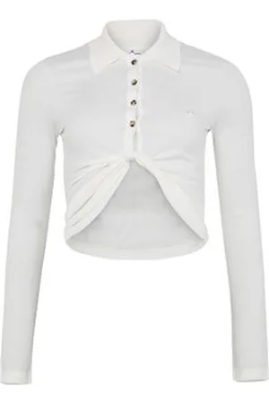 Courrèges Polo court Twist en piqué de coton
