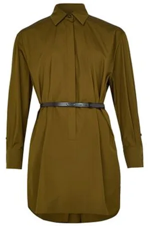 Max Mara Robe chemise en popeline de coton avec ceinture en cuir Alcade