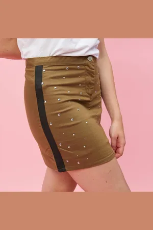 3 Suisses Jupe courte rubans et perles fantaisie sur les côtés femme - en coton