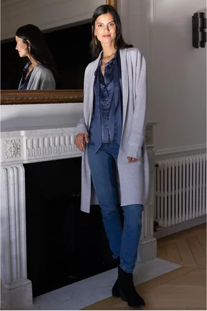 3 Suisses Gilet long col châle Hardy en viscose gris