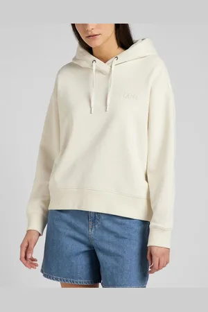 Lee Sweatshirt Femme à Capuche - Uni Beige écru en coton