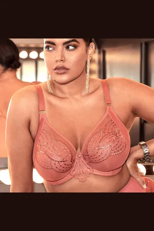 Elomi Soutien-gorge plongeant armatures en Tulle et Broderie à Motifs Tatoo - Rose