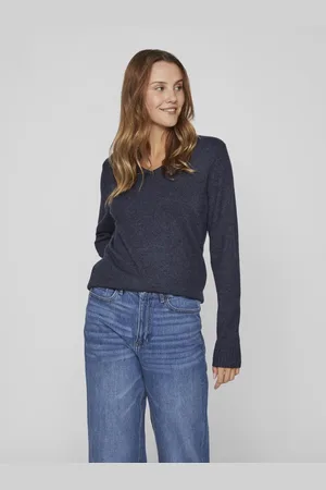 VILA Pull col en v épaules tombantes Maud