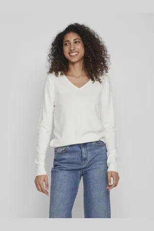 VILA Pull col en v épaules tombantes