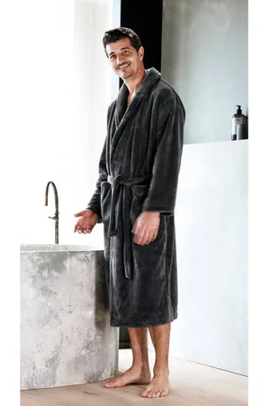 BLANC DES VOSGES Peignoir bain col châle microfibre ATHENA anthracite