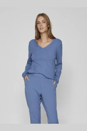 VILA Pull col en v épaules tombantes Noor