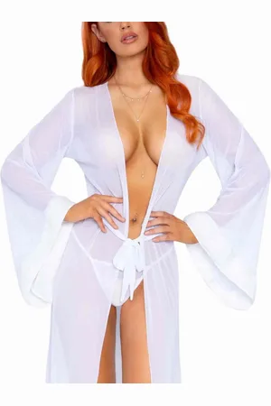 Leg Avenue Ensemble 3 pièces - robe longue, string et cravate - Blanc