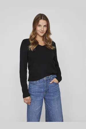 VILA Pull col en v épaules tombantes