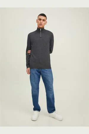 JACK & JONES Pull zip Col haut Manches longues en coton