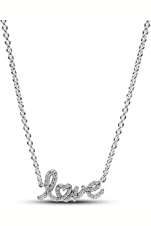 PANDORA Collier Chaîne Love en Lettres Cursives Scintillant