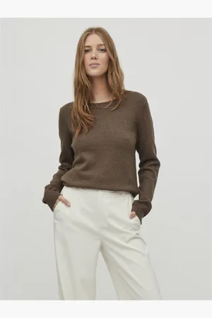 VILA Pull col rond poignets côtelés en viscose Gail