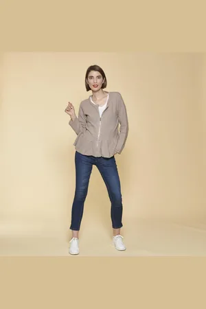 3 Suisses Gilet zippé manches longues bas volanté femme - Sable