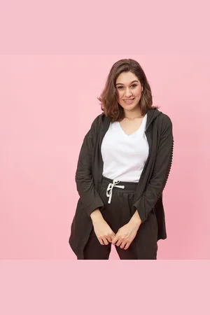3 Suisses Veste à capuche manches longues bas en pointes devant grandes tailles femme - Foncé