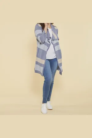3 Suisses Gilet long rayé col à revers manches longues femme - Rayé Clair