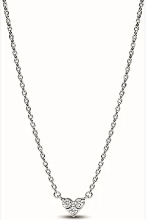PANDORA Collier C?ur Trois Pierres - Timeless