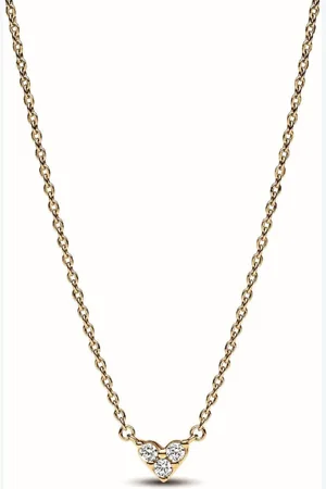 PANDORA Collier C?ur Trois Pierres - Timeless
