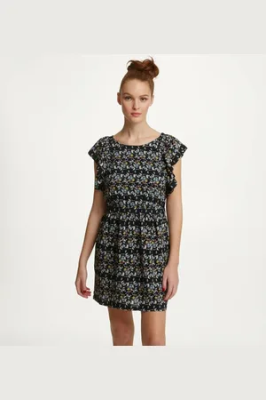 See u soon Robe courte manches volantées imprimé floral dos nu femme