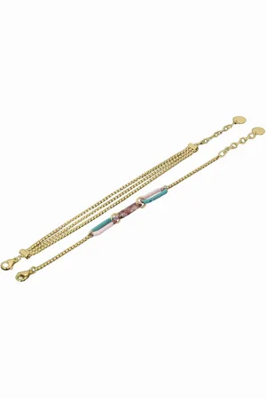 Clyda Bracelet Boheme Acier Multi Chaines 16+3 cm Et Résine