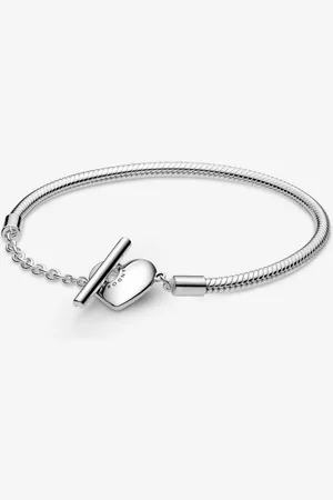 PANDORA Bracelet Maille Serpent fermoir en T C?ur Moments - Argent