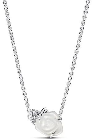 PANDORA Collier Rose Épanouie Blanche