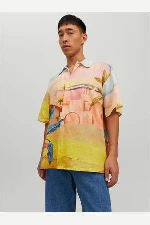 JACK & JONES Chemise à boutons Wide Fit Col chemise Manches courtes en coton