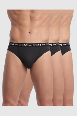 Dim Pack de 3 Slips Coton Stretch - Ceinture Siglée Noir en tissu