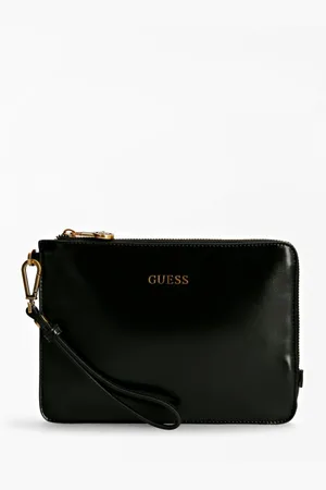 Guess Pochette Noire Zip doré