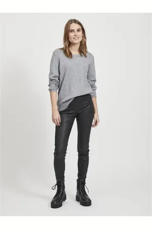 VILA Pull col rond poignets côtelés en viscose Leah