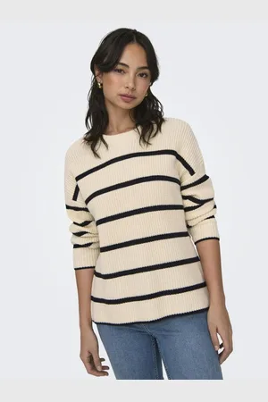 ONLY Onlpernille Ls Stripe O-Neck Knt Noos en coton Dina