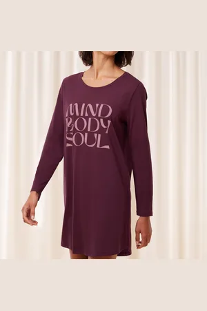 Triumph Chemise de nuit manches longues en coton marron