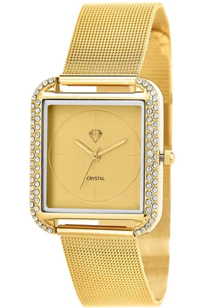 So Charm Bijoux Montre Marwa jaune ornée de 72 Cristaux scintillants