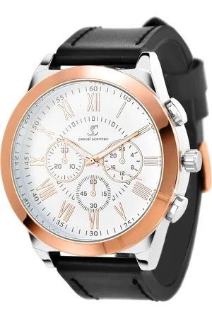 So Charm Bijoux Montre homme quartz par Pascal Szerman dorée rose fond blanc