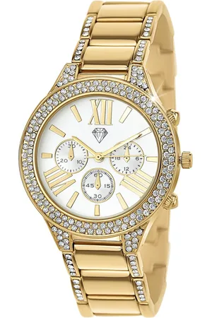 So Charm Bijoux Montre Angelina dorée élégante ornée de Cristaux scintillants