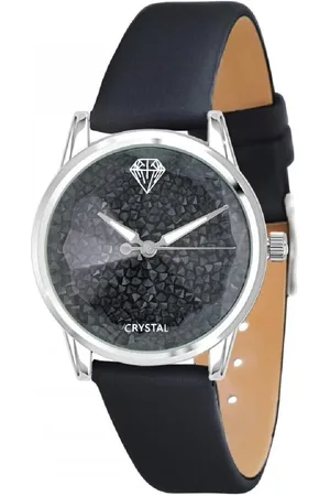 So Charm Bijoux Montre Ambrine élégante noire ornée de Cristaux scintillants