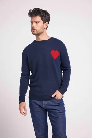 Maison Heritage Pull col rond love heritage homme ZEMIR en cachemire c?ur rouge