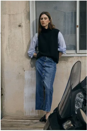 Le Temps des Cerises Jupe droite en jeans RAPHI Elle
